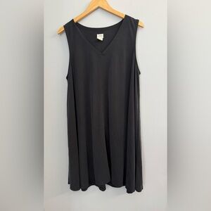 Sigrid Olsen Sleeveless V Neck Swing Midi Black Dress Sz XL Coastal Grandma Prep